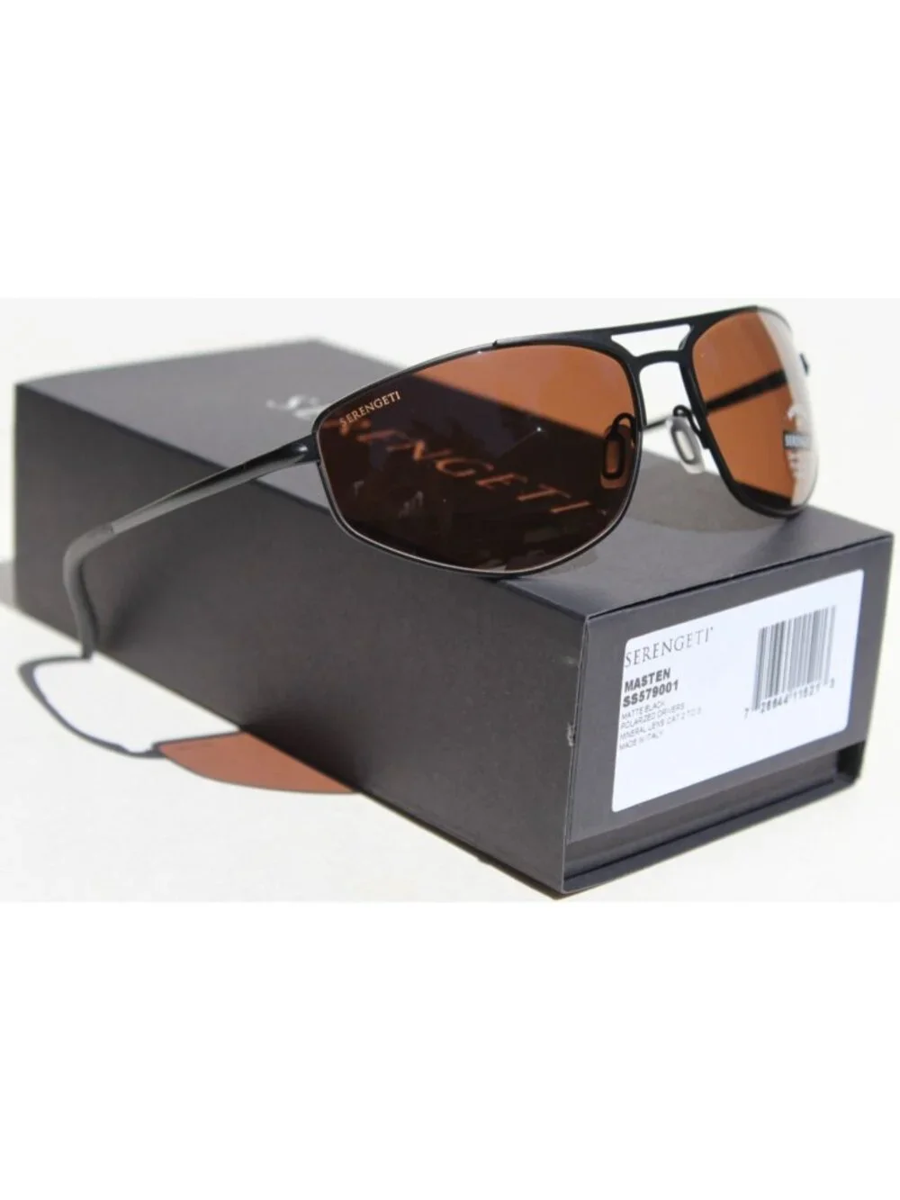 SERENGETI Masten POLARIZED Sunglasses Matte Black/Drivers NEW SS579001 Italy